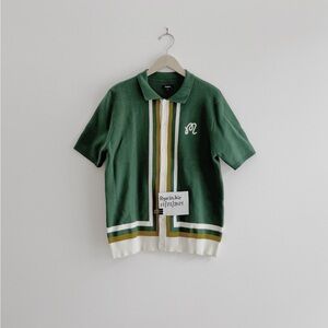 New Malbon Golf, Button Down Short Sleeve Sweater Polo, Color Green, Size Medium